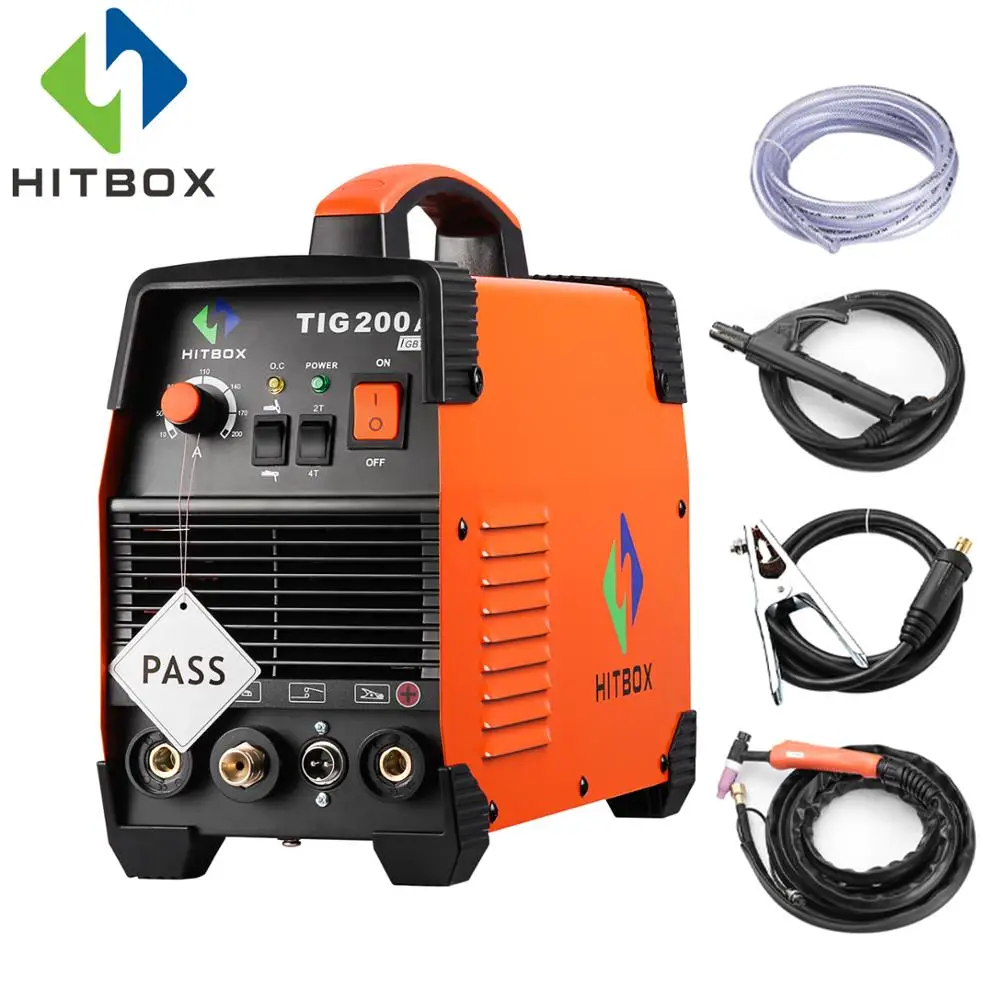 HITBOX Tig сварочный аппарат TIG200A 110 V/220 V TIG MMA функция 200A DC 2T 4T Tig сварочный аппарат для нержавеющей стали из углеродистой стали