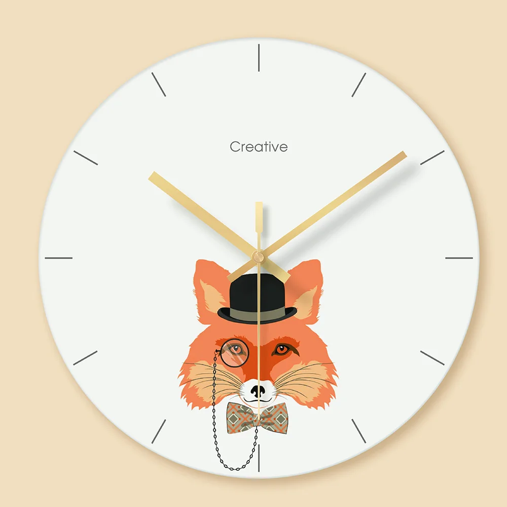 3D настенные часы с лисьим животным и жирафом минималистичные в скандинавском