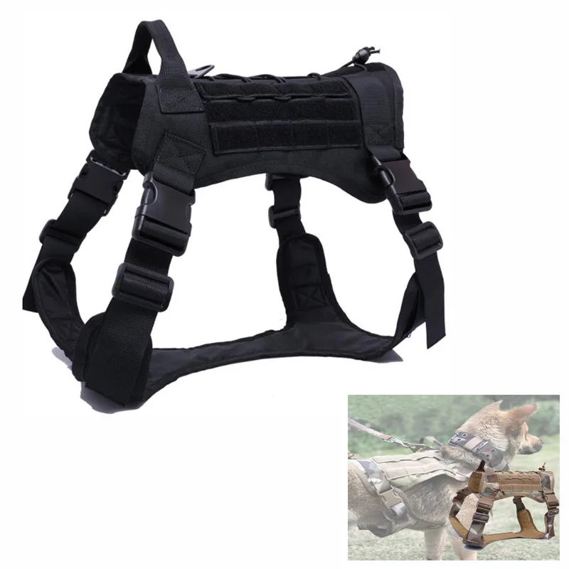 

Adjustable Outdoor Training Dog Vests Tactical Dog Molle Vest Military Patrol Police Hunting Harness Clothes With Handle M-XL