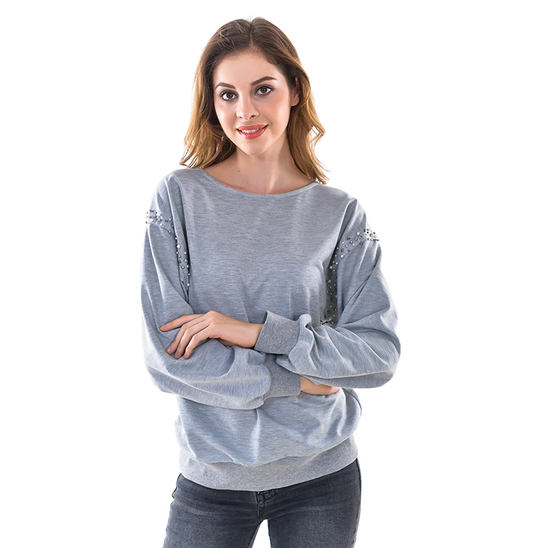 

Autumn Korean Harajuku Thicken Hoodie Sweatshirt Women Rivet Long Sleeve Bandage Pullover Hoodies Moletom Loose Tracksuits Gray