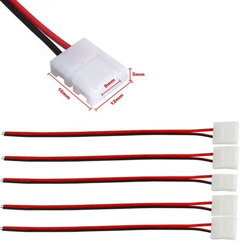 SHGO 20PCS 10 мм 2 контактный одиночный Соединительный Кабель адаптер для 5630 5050