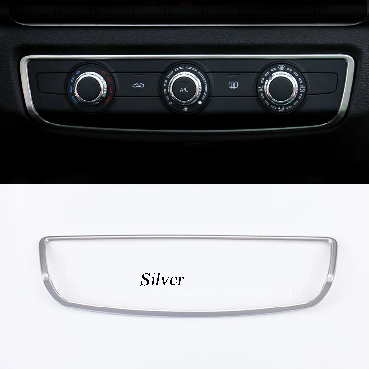 Silver Автомобильный Стайлинг внутренняя консоль панель Кондиционер Переключатель Крышка отделка из нержавеющей стали аксессуары для Audi A3 8V- год - Название цвета: Silver