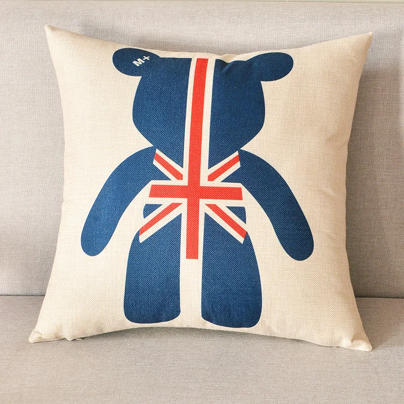 Наволочка Happy Tree с британским флагом и морским медведем декоративная подушка из
