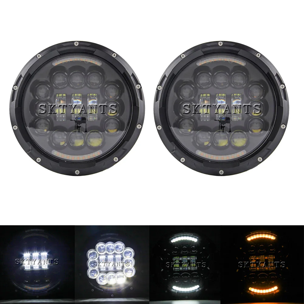 

90W 7 inch Round Led Headlight black DRL Turn signal Light for Je ep Wr-angler 4x4 4WD auto Driving Headlight Assembly