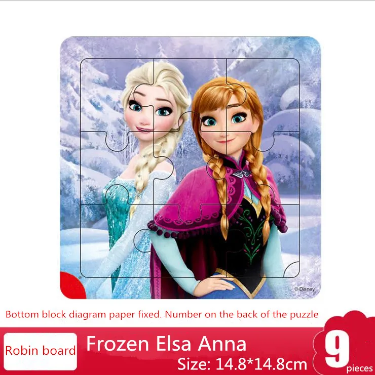 9 pieces Горячая disney замороженные Микки Маус Дейзи Дак София головоломки образование интересные обучения деревянные игрушки для детей 9/16 шт - Цвет: 9 pieces