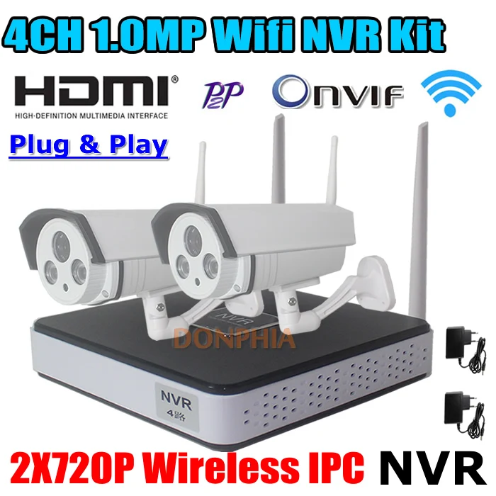 Система безопасности 720 P WI-FI NVR 1.0MP Водонепроницаемый Onvif беспроводной P2P IP Камеры