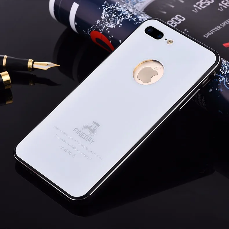 Роскошный Премиум алюминиевый металлический чехол для телефона s для iPhone 7 8/Plus,, твердость 9 H, закаленное стекло, задняя крышка, чехол, аксессуары