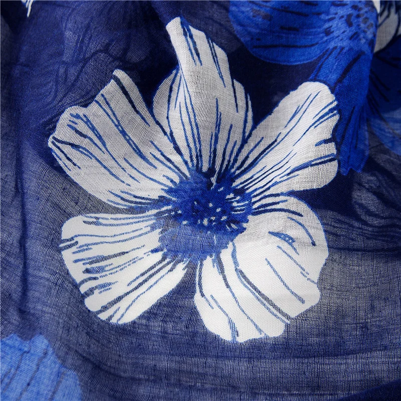 

Florals Large Shawl Blue pattern Stylish Foulard Women Hijab Scarves NEW Design [3549]