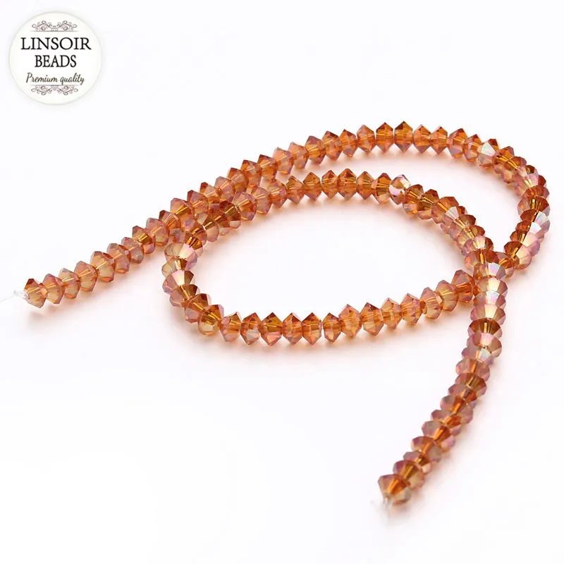 Стеклянные бусины-разделители LINSOIR 6*4 мм стеклянные из чешского биконуса для