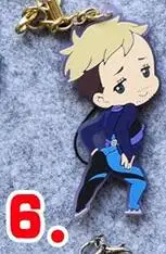 1 шт. аниме брелок Yuri On Ice Victor Nikiforov Katsuki JJ Otabek, забавный резиновый брелок для телефона - Цвет: 6