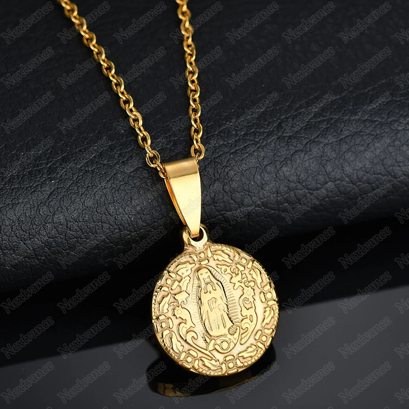Nextvance Рождественская религиозная дественница ожерелье Mary Coin подвески из