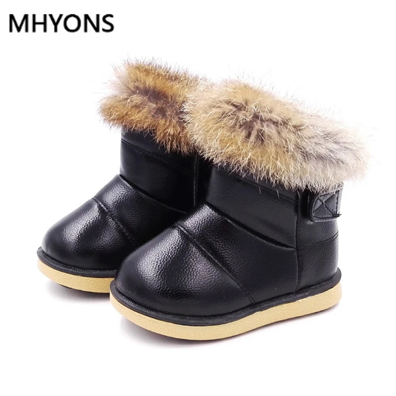 MHYONS/ботинки; детские ботинки с мягким ворсом; популярные Нескользящие резиновые ботинки для девочек; детские ботинки с хлопковой подкладкой на плоской подошве для мальчиков; зимние ботинки для девочек