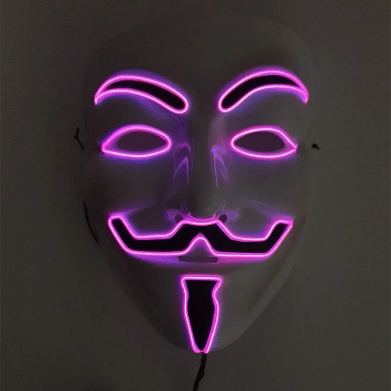 Хэллоуин VforVendetta EL маска для вечеринки флуоресцентный реквизит светящийся