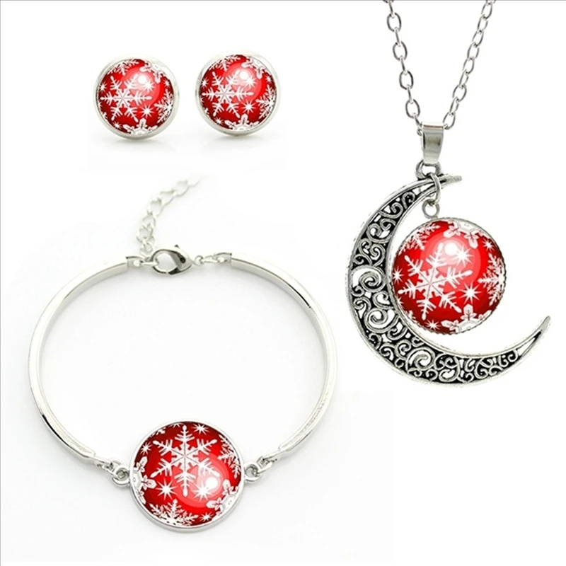 CM11 TAFREE Симпатичные снежинки классические ювелирные комплекты модное ожерелье серьги браслет рождественские подарки для женщин Детские ювелирные наборы CM11 - Окраска металла: CM11