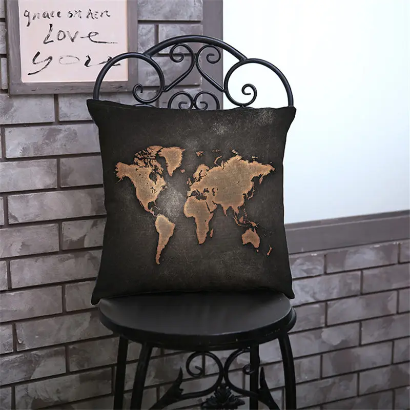 2018 new creative personality map Cushion Cover for safe Pillow Case 45x45 Home Decorative Throw Car BZ-185 | Дом и сад