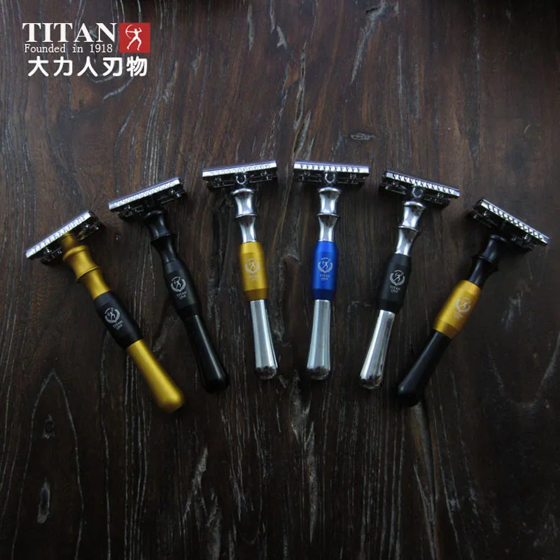 Классическая бритва с двойной металлической ручкой titan безопасная для