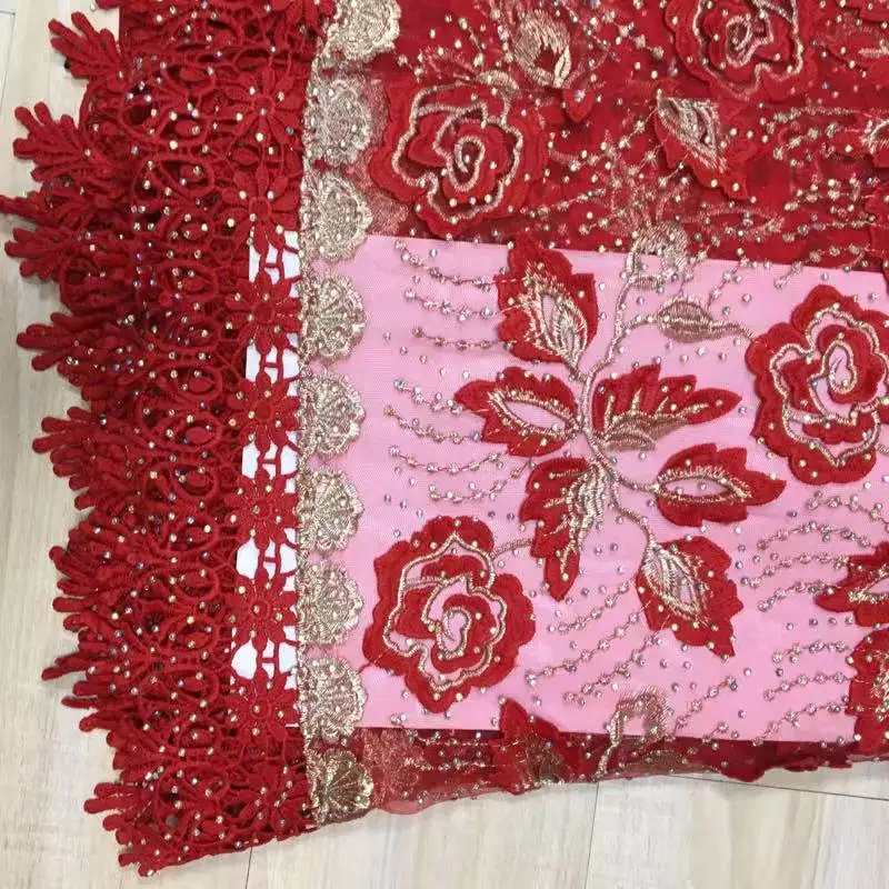 Высокое качество Африканский шнур Кружево розовый в нигерийском стиле гипюр