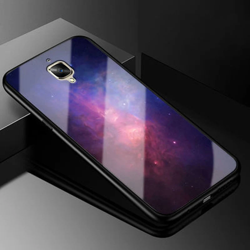 Звездное небо закаленное Стекло телефонные чехлы для Oneplus 3 мягкий TPU бампер защитный кожаный чехол для Oneplus A3000 Стекло чехол Oneplus3 1+ 3 знака после Coque - Цвет: A2