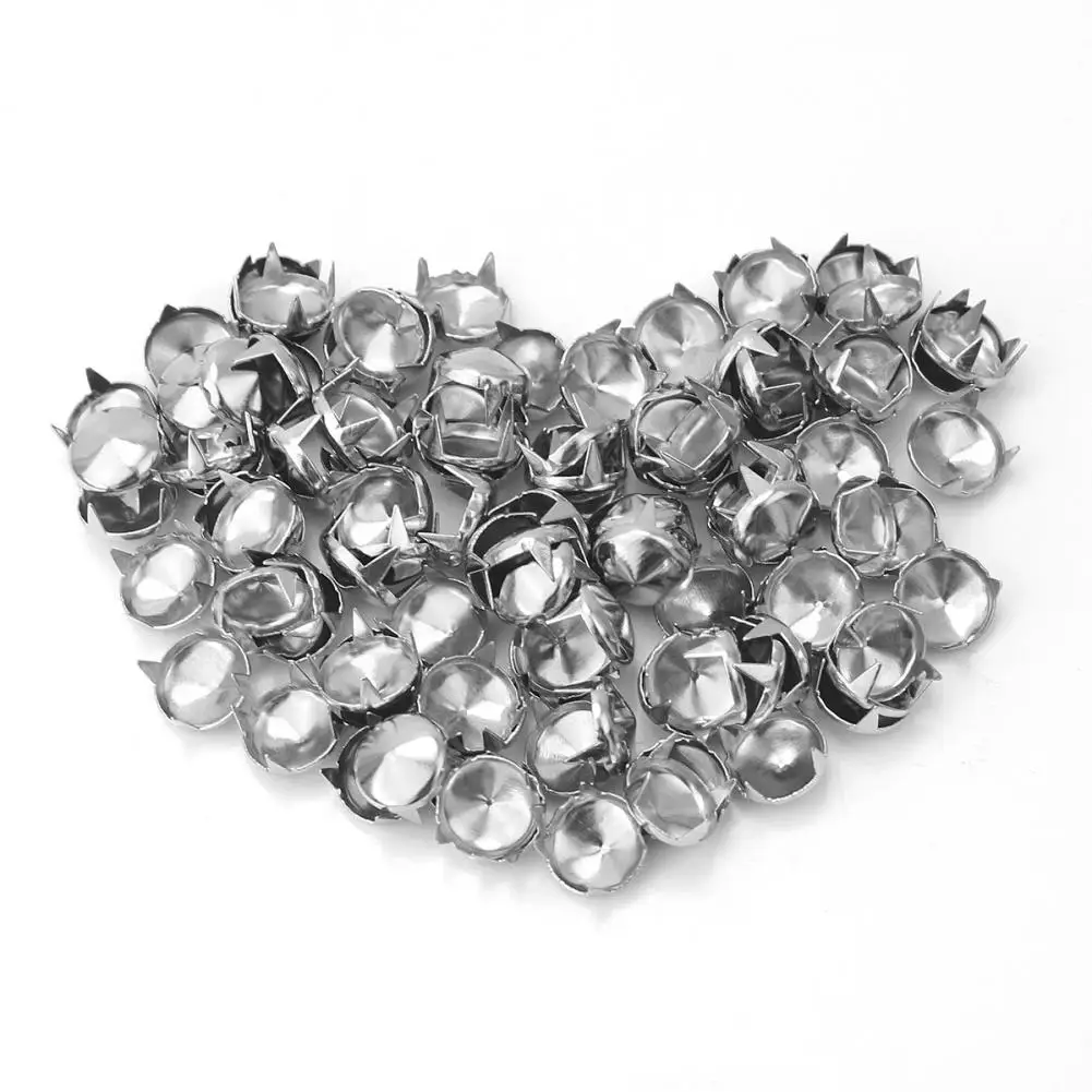 100 X круглые Шипы серебристого цвета металлические панк Рок пятна заклепки для