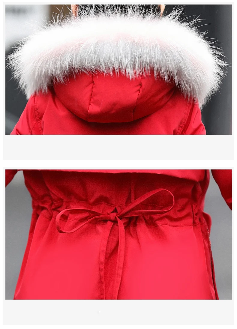 30 degrees Russia Girls down Jacket Winter Children Clothing Fashion multicolour Fur Collar Warm Outerwear& Coats 4-12 Y