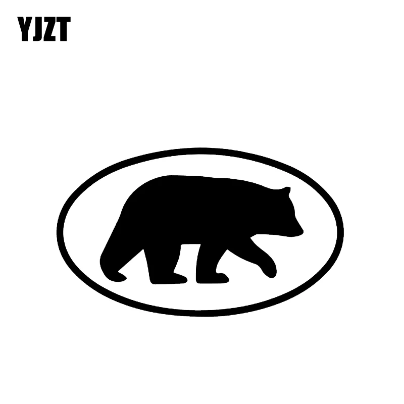 

YJZT 14,1*8,3 см интересная овальная Автомобильная наклейка в виде медведя, виниловые высококачественные аксессуары C12-0381