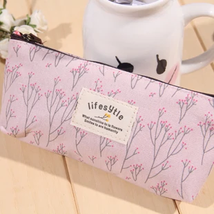 Милые тканевые пеналы на молнии с цветочными цветами милые и деревьями школьные