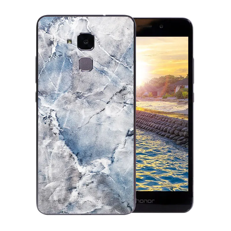 5.2&quot Phone Case For Huawei Honor 5C Shell Clear Soft Silicone for 7 Lite GT3 Black Matte Back Cover Grimace Pattern |