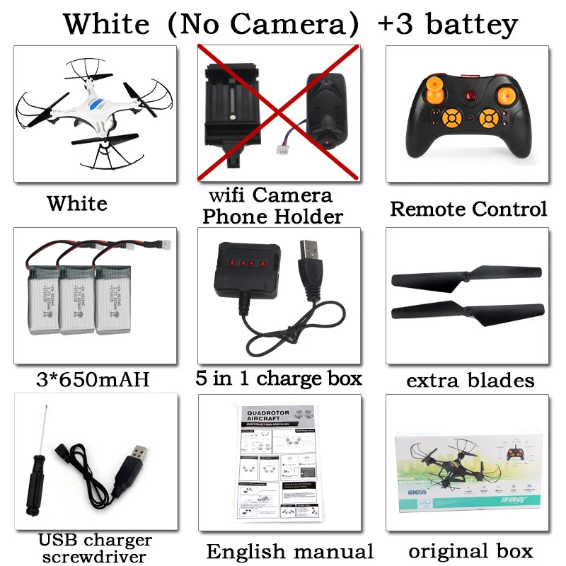 White 3 battery XYCQ XY-X R/C Дрон 6-Axis Дистанционное Управление вертолет Квадрокоптер с дистанционным управлением и 2MP HD Камера или не Камера Vs Syma X5c Дрон - Цвет: White 3 battery