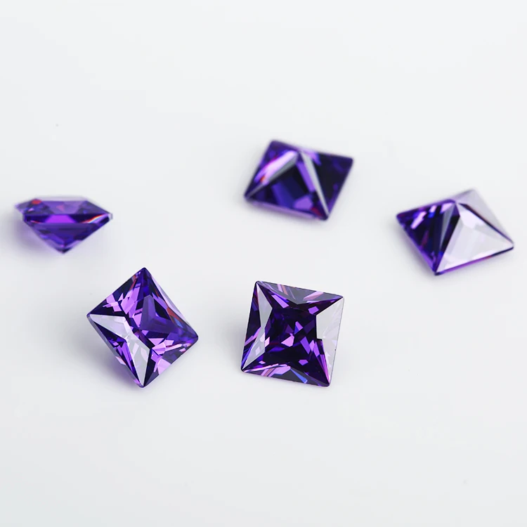 

Size 1.5x1.5~12x12mm Square Shape Princess Cut 5A Violet Zirconia Stone Synthetic Gems CZ stone For Jewelry