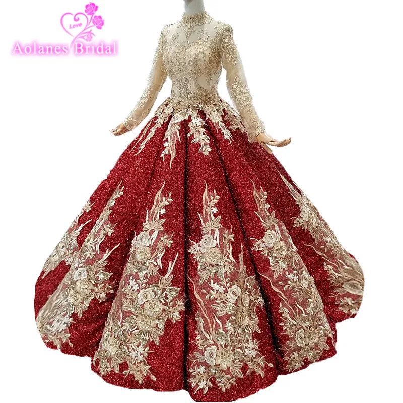 2018 мусульманское шампанское кружевное бордовое с О-образным вырезом длиной до