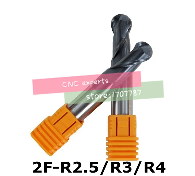 

3PCS radius 2.5 3.0 4.0MM HRC50 2 flutes Tungsten Carbide Ball Nose End Mill set milling cutter