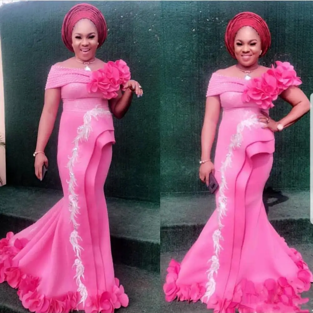 Aso Ebi Сексуальные вечерние платья Кружева русалки бисером шикарные дешевые платья для выпускного атласные нигерийские женские платья для официального пышного торжества