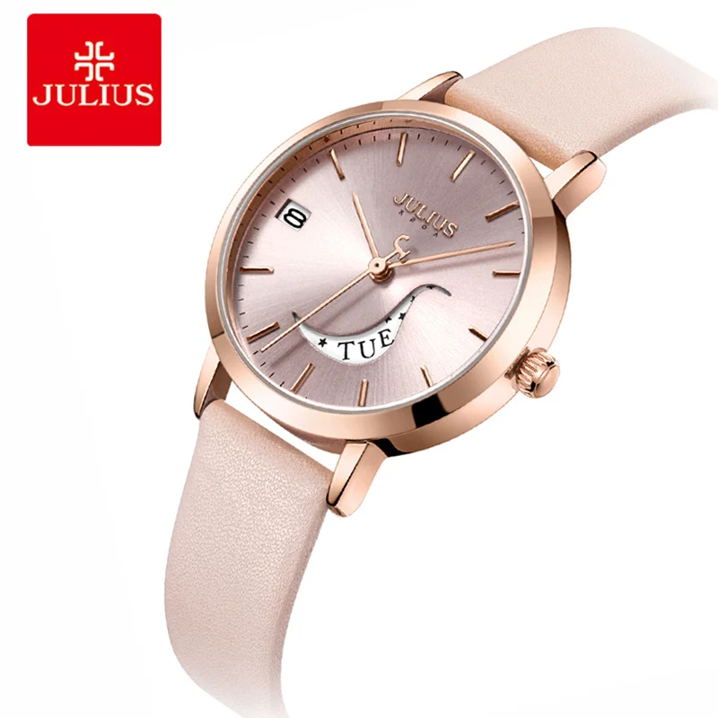 

Julius Watches Women Quartz Bracelet Watches Ladies Leather Dress Wrist Watches Auto Day Date Female Clock Relogio Feminino