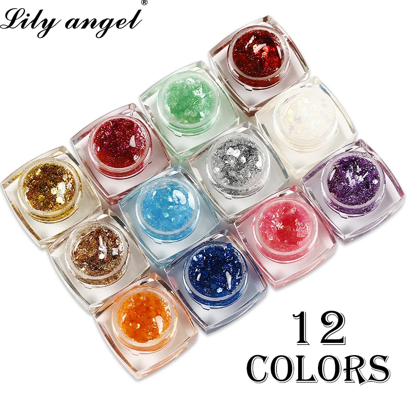 Лилия Ангел 12 бутылок блестками УФ гель лак для ногтей Высокое качество Soak Off