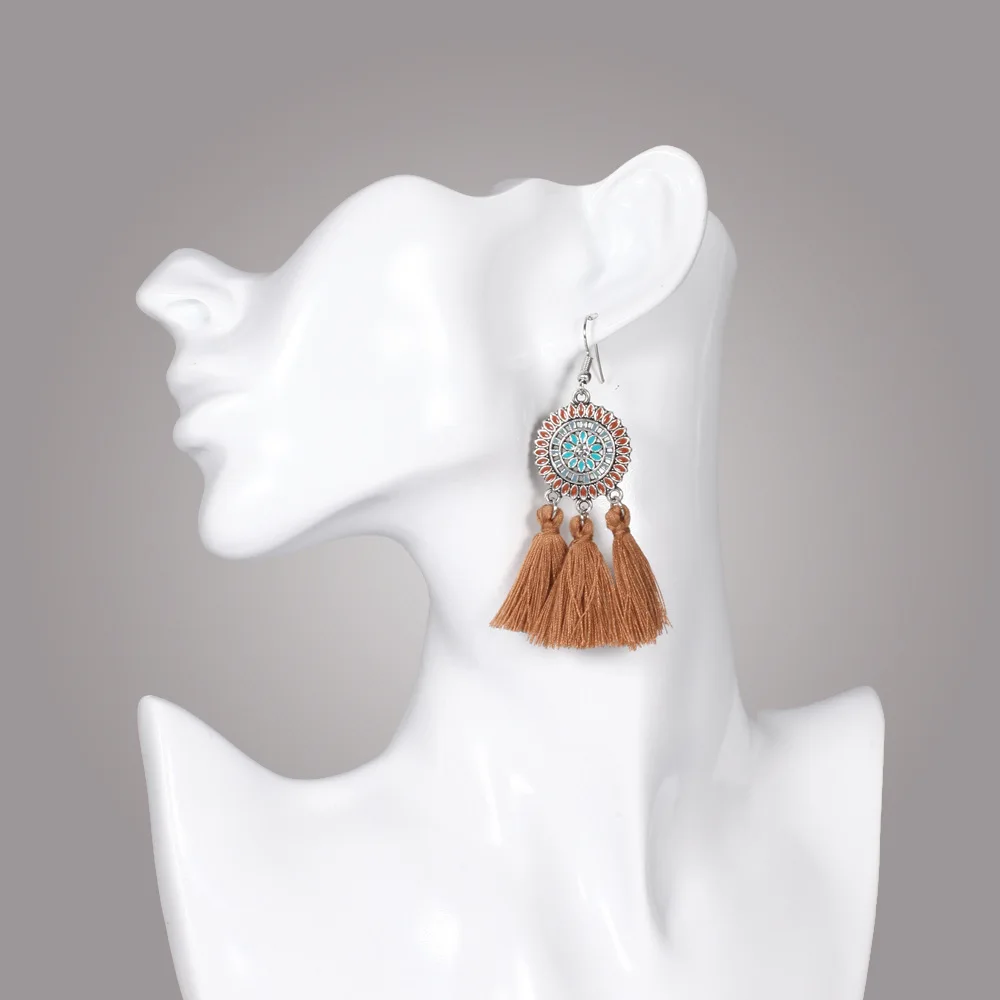 Летние новые стильные винтажные масляные длинные серьги с бахромой и перьями для