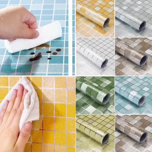 Водонепроницаемый маслостойкой решетки Фольга Стикеры самоклеющиеся Кухня шкаф