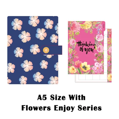Dokibook, Lovedoki A5 A6 планировщик ноутбук Органайзер DIY милый повестки дня kawaii синие цветы канцелярских принадлежностей - Цвет: A5 Flowers Enjoy