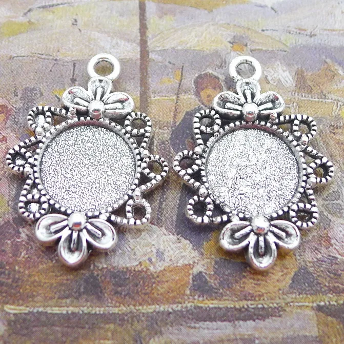 

25pcs Charm Bottom bracket Pendan Inside diameter 12mm 2.5g Antique silver Handmade Jewelry Making DIY Alloy accessories Hot