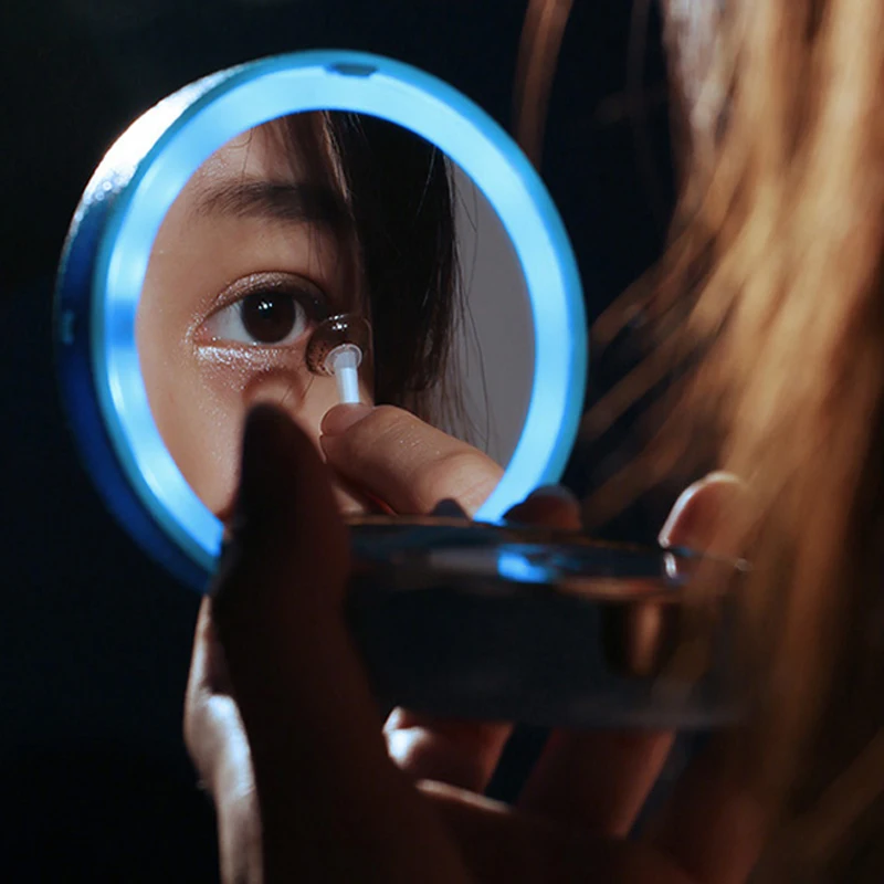 Портативный контейнер для контактных линз со светодиодной подсветкой зеркало