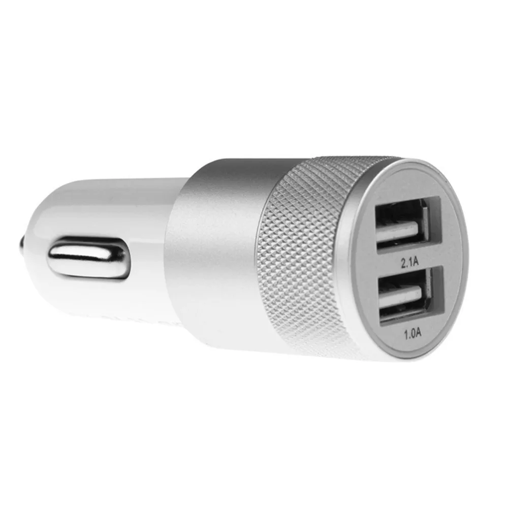 Модные 12 V 2.1A 1.0A алюминиевый на 2-портный Dual USB универсальный автомобильный