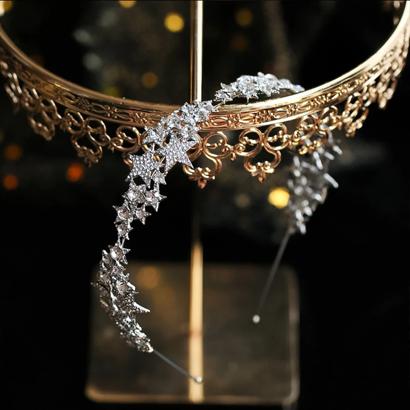 Романтическая заколка для волос HIMSTORY со стразами и звездами винтажные Стразы