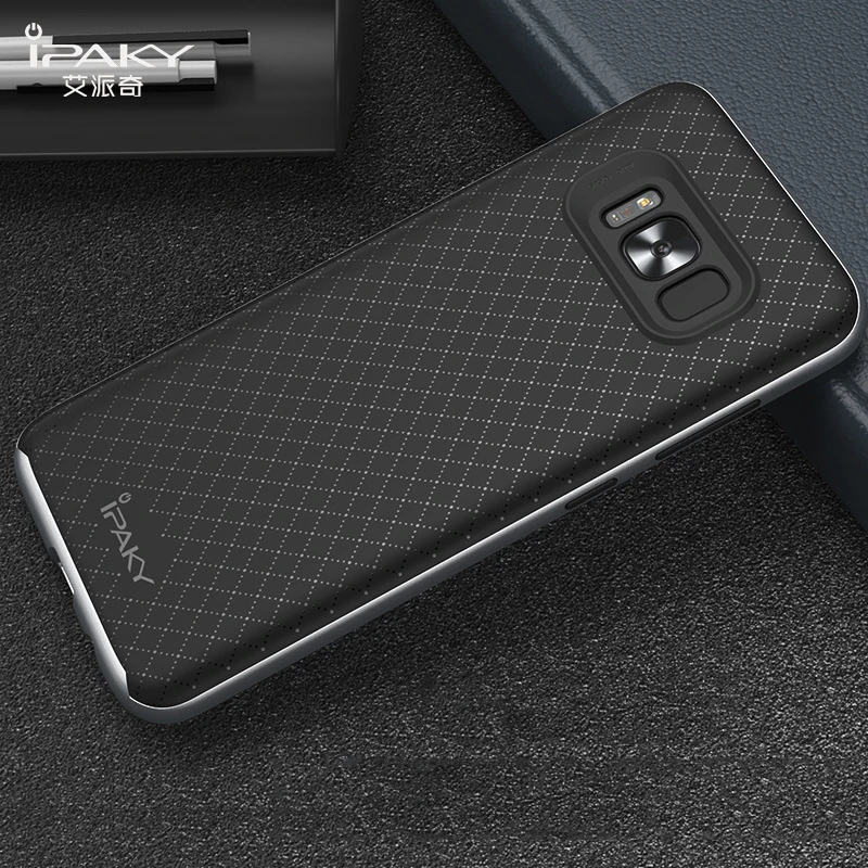 iPaky For Samsung Galaxy S8 Case Silicone Soft Back Cover PC Frame Rugged Armor Fundas Plus Phone Cases |