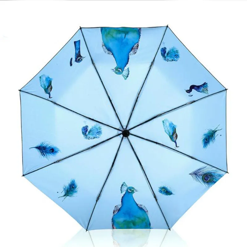 Новый черный пластиковый Зонт креативный с рисунком павлина Солнцезащитный
