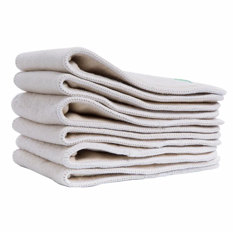 

Best Quality Hemp Organic cotton 60 pcs 4 Layers Hemp Cotton For Reusable Baby Cloth Diaper Nappies Changing Pads Nappy Inserts