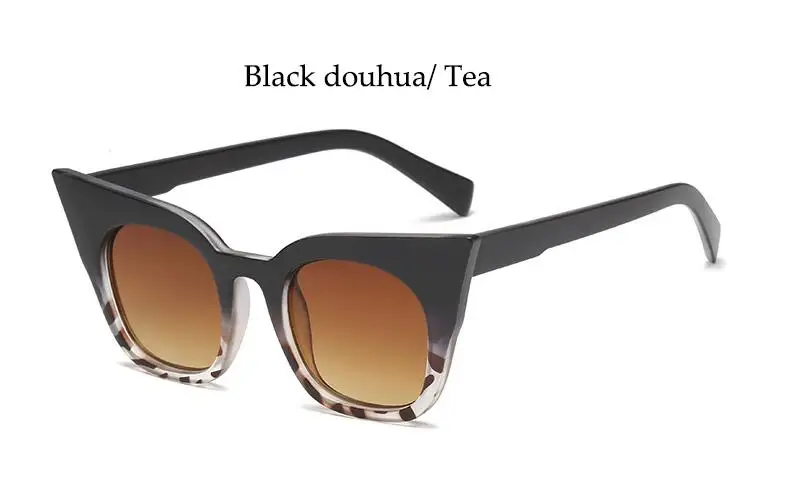 Black dou hua Tea Негабаритные солнцезащитные очки Винтажные Солнцезащитные очки женские роскошные брендовые дизайнерские большие ретро кошачьи черные солнцезащитные очки женские большие очки бежевые - Цвет линз: Black dou hua Tea