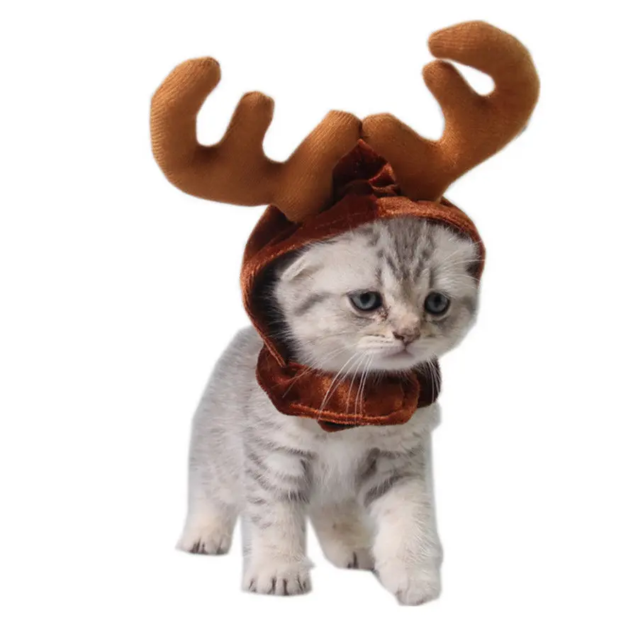 Милые рождественские костюмы для кошек головной убор собак домашних