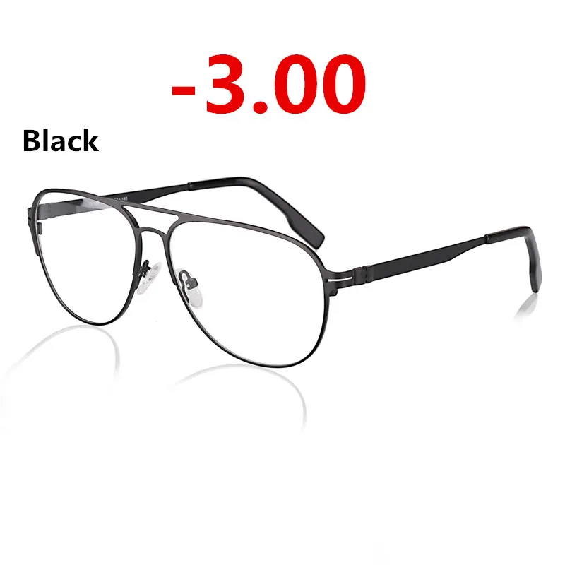 Black-3.00 Очки для близорукости, очки для мужчин и женщин, очки для близорукости, оправа с CR39, солнцезащитные очки с фотохромом, серые линзы, очки для близорукости по рецепту - Цвет оправы: Black-3.00