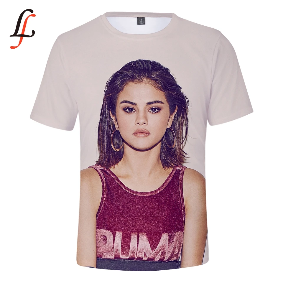 Женская футболка Селена Гомез Повседневная с коротким рукавом и о вырезом