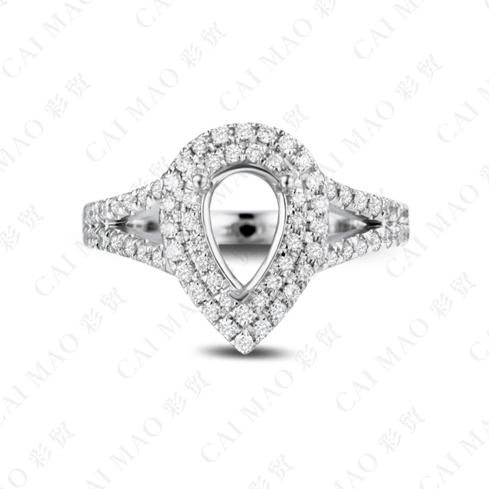 CaiMao 5X7 жумчужный разрез Semi Mount кольцо настройки и 0.43ct АЛМАЗ 14 к белое золото обручальное кольцо с драгоценными камнями ювелирные изделия