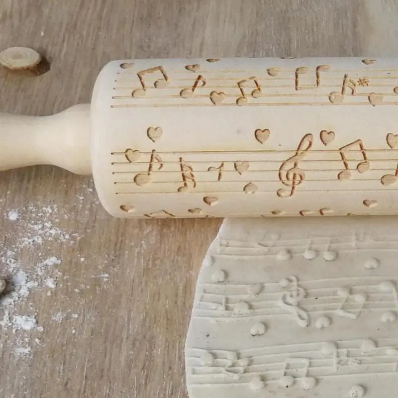 Творческий музыкальная нота дерево тиснение Rolling булавки для DIY выпечки печенье лапши печенье, фондан, пирог гравировкой трафарет